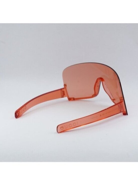 Gucci GG1631S 001 Sunglasses Transparent Red Shield Frame, Light Red Lenses main image 5